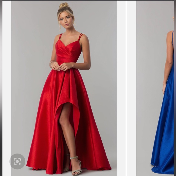 Long red dress with slit - Picture 1 of 2